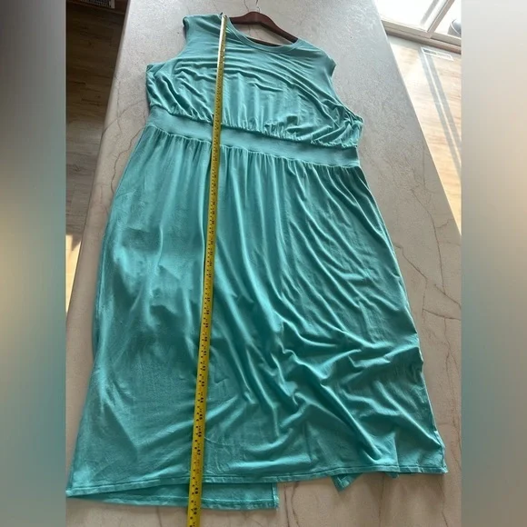 Athleta Teal Blue Santorini Cinch Sleeveless Midi Dress Robe Women's Size 2X​​ - Picture 11 of 12
